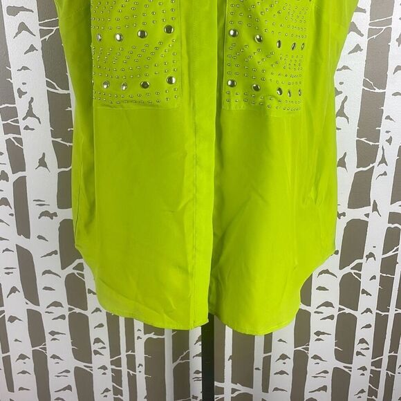 NEW Michael Kors Studded Pocket Sleeveless Button Front Top L - Picture 6 of 8